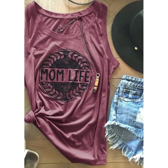 Tops - MOM LIFE Screen Slim Tank in Dusty Rose 🌹